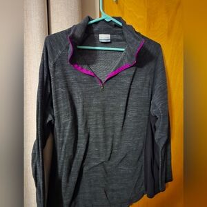 Columbia Gray and Pink Quarter-Zip Pullover